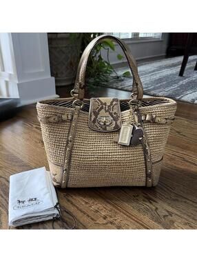 Coach Python Straw Natalie Tote Bag